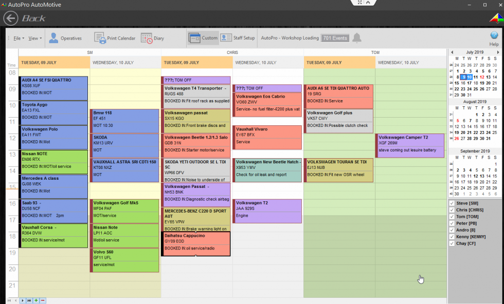 Scheduler Diary | AutoPro Software
